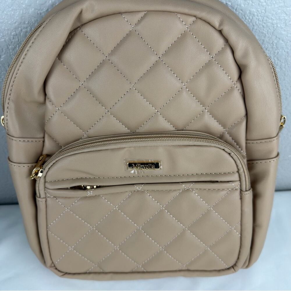 NWT Marvolia Mini Backpack for Women - Vegan Leather Small Fashion Purse Khaki - Picture 3 of 12